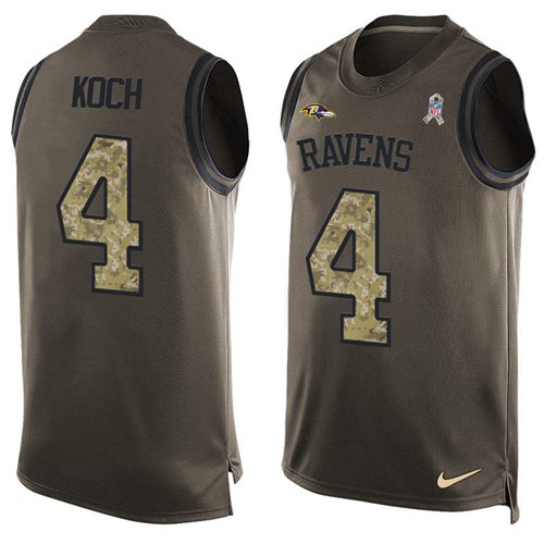 Nike Ravens #4 Sam Koch Green Men's Stitched NFL Limited Salute To Service Tank Top Jersey